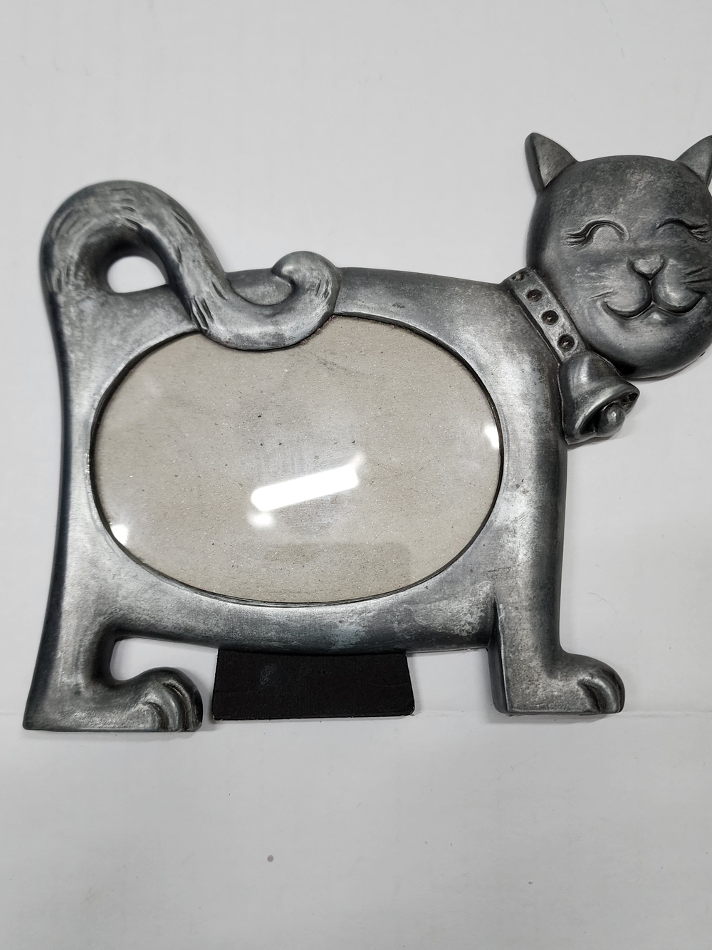 Vintage Picture Frame Cat Kitty Silver Pewter Cat Photo Frame 3x4" Pet Memorial